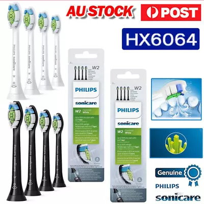 4 Pack White Or Black Philips HX6064 Sonicare W2 Optimal White Toothbrush Heads • $16.39