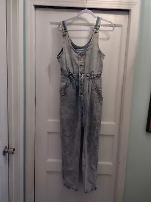 Vintage 1980's Pockets  Rare  Joni Blair Denim Jean Overalls Acid Wash CUTE Sz 9 • $20