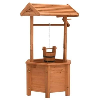 Wooden Wishing Well Garden Lawn Patio Deck Backyard Decor Flower Pot Planter • $104.90