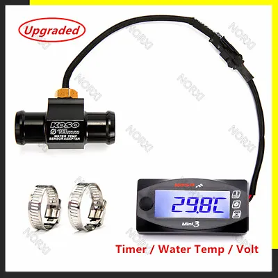 KOSO Motorcycle Water Thermometer Voltmeter Timer Mini3 LED Digital Water Temp • $15.28