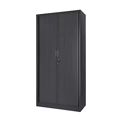 Tambour Storage Cabinet Lockable Steel Office Cupboard Rolling Sliding Door • £379.99