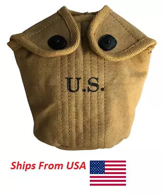 U.S WW2 M1910 Canteen Water Bottle Webbing Gear Canvas Cover Reproduction- Khaki • $38.74