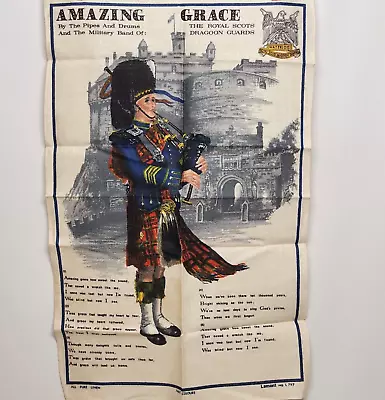 Lamont Irish Linen Tea Towel Amazing Grace Royal Scots Dragoon Guards 30  VTG • $27