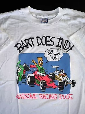 Vintage 80s BOOTLEG BART Indy 500 Racing T-shirt SIMPSONS Race 90s Nascar XL • $119.99