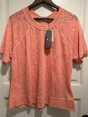 NWT Stella McCartney Adidas Barricade Aerok T-shirt Top Salmon Peach Burnout L • $35