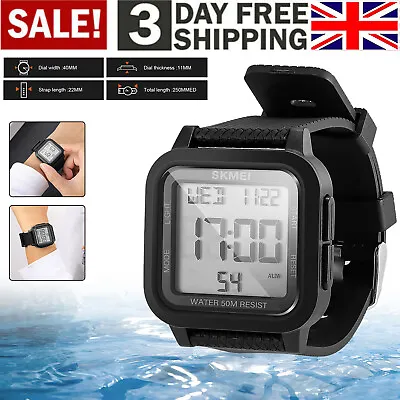 Men's Military Sports Watch LED Screen Large Digital Face Waterproof Wristwatch • £8.88