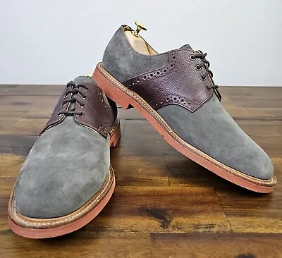 Mark McNairy New Amsterdam Suede Oxford Shoes Gray Cherry Leather Mens Size 12 • $47.96