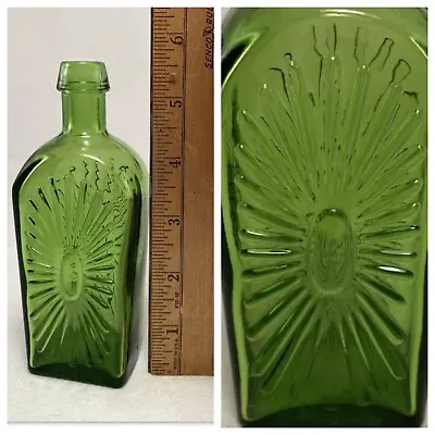 Vintage Green Glass Bottle With Starburst Wheaton PA 5.5” High Nice • $9.99