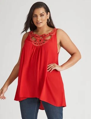 $24.66 • Buy Beme Sleeveless Woven Motif Neck Nailhead Top Womens Plus Size Clothing  Tops