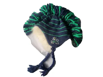 Adidas Notre Dame Fighting Irish Green Blue Knit Mohawk Winter Hat Adult 1 Size • $15