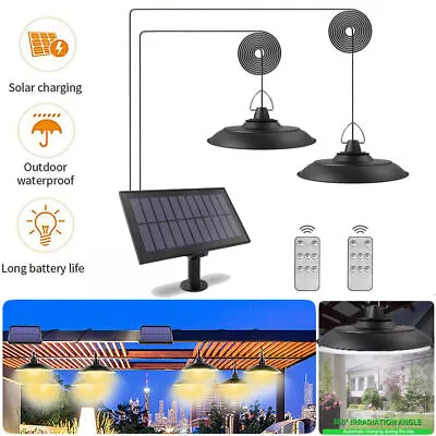 Double Head LED Pendant Light Solar Power Outdoor Indoor Garden Yard Shed Lamp • $14.99