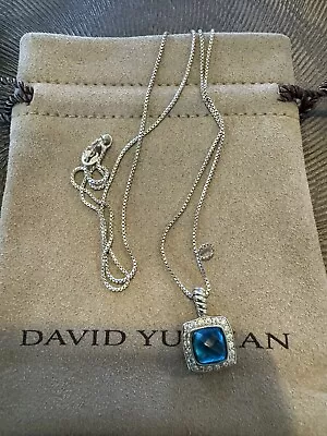 David Yurman Petite Albion Pendant Necklace With Blue Topaz And Diamonds  • $167