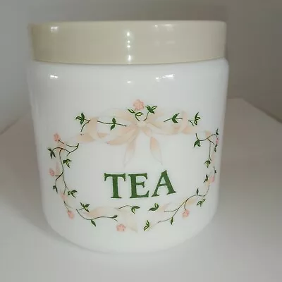 Tea Canister/Jar CLP Milk Glass Eternal Beau  Screw Top Great Condition • £8