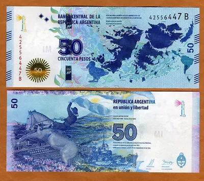 Argentina 50 Pesos 2015 P-362 B-Serie UNC Malvinas Islands (Falklands) Commem • £3.60
