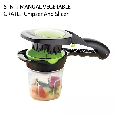 6 In 1 Vegetable Chopper Salad Fruit Mandolin Slicer Food Dicer Cutter Peeler • £9.40