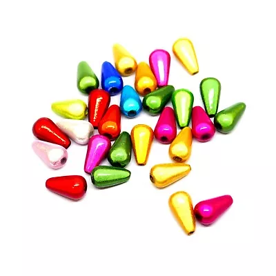 100 Acrylic Illusion/Miracle Cone Teardrop Beads - 10x6mm Mixed Colours - J18533 • £5.99