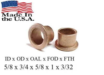 2pc Bronze Flange Bushing 5/8 X 3/4 X 5/8  ***Made In USA*** Sleeve Bearing  • $6.50