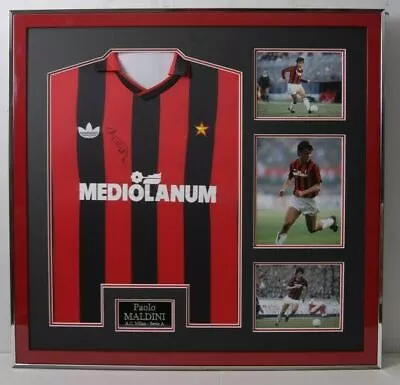 Paolo Maldini Signed & Framed AC Milan Jersey AFTAL COA (E) • £495