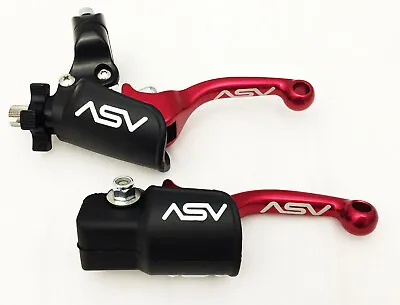 ASV F3 Front Brake Clutch Perch Levers Shorty Red Dust Covers CR125 CR250 CR500 • $159.95