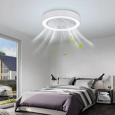 23  Ceiling Fan With LED Light Dimmable Enclosed Low Profile Lamp Remote • $54.15