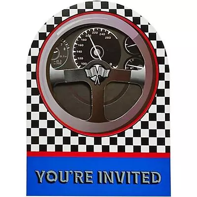 Racing Checkered Flag Race Car Sports Birthday Party Invitations W/Envelopes • $10.47