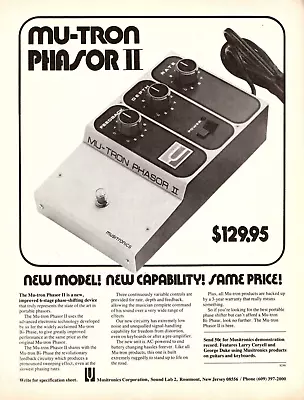 Vtg 1970s MU-TRON PHASOR II MAGAZINE PRINT AD Phase Shifter Effect Pedal Pinup • $14.99