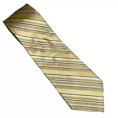 Paul Dione 100% Silk Yellow Striped Neck Tie • $10