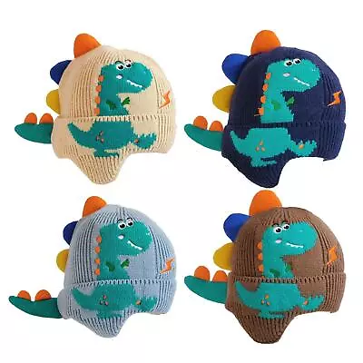 Dinosaur Ear Knitted Hat With Earflaps Windproof Headgear Knit Beanie Winter • $19.33