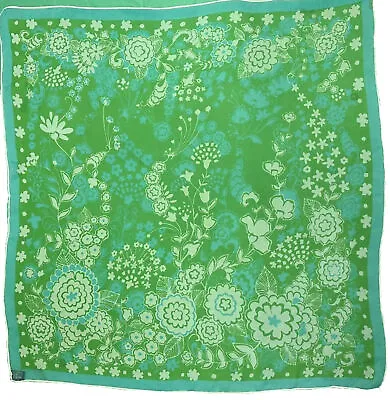 Vintage Mod Chiffon Vinal Silk Hand Printed Rolled Made Japan Scarf 27x27 Floral • $26.95