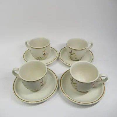 M & S Harvest 1418 Teacups & Saucers X4 Floral Oven To Tableware Cream Coloured • £12