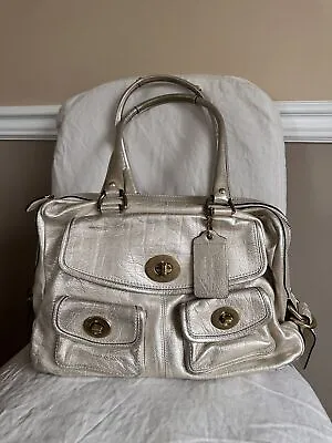 COACH Legacy Peyton Limited Edition Pearlized Platinum Leather Handbag 13547 • $125