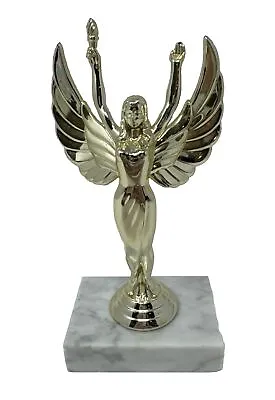 Winged Angel Goddess Of Victory Trophy Plastic Topper + Marble Bottom 6  Vintage • $15.99
