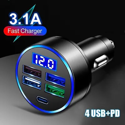 4 USB 12V LED Car Boat Marine Voltmeter Voltage Meter Waterproof Battery Gauge • $8.99