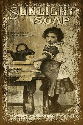 £4.99 • Buy Sunlight Clothes Soap Advert Vintage Look Retro Style Metal Sign Plaque, Laundry
