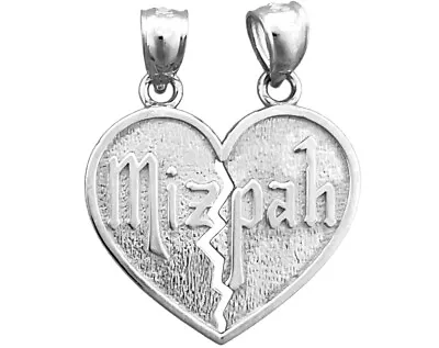 Rhodium Plated 925 Sterling Silver Breakaway Heart Mizpah Pendant • $48.99