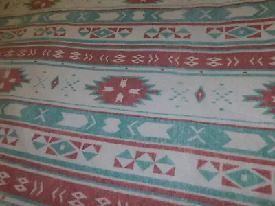 Vtg Blanket Southwest Aztec Poly Acrylic Western Indian 81 X 85 • $45