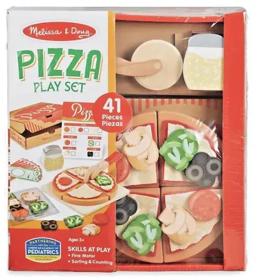 Melissa & Doug Wooden Toy Pizza Play Food Set 41 Pieces • £16.95