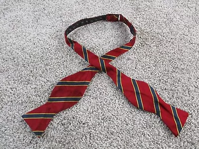 VINTAGE Brooks Brothers 346 All Silk Handmade Bow Tie Red Navy Gold Stripe Italy • $29.99