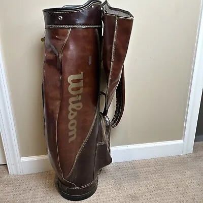 Vintage Wilson Staff Faux Brown Leather Golf Cart Bag 15 Way Divider Made In USA • $69.97