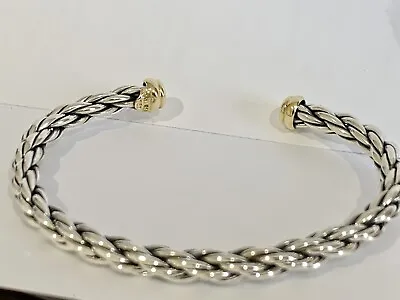 $875 David Yurman 18k Gold Ss Single Wheat Mens Cable Bracelet. • $600