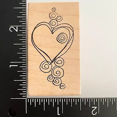 Magenta Heart Swirls Wood Mounted Rubber Stamp • $4.79