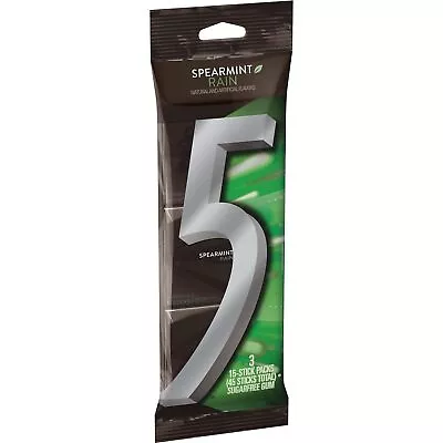 5 GUM Spearmint Rain Sugar Free Chewing Gum 15 Pieces (3 Pack) • $30.99