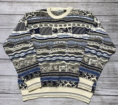 Vintage Alfani Coogi Style Sweater LARGE Blue Men’s • $69.99