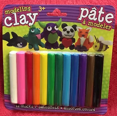 Modeling Clay Set For Kids - 12 Colors 3  Sticks Mold Arts Crafts Re-useable • $7.39