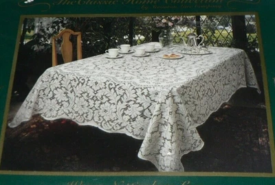 $21.95 • Buy Woven Nottingham Lace Tablecloth ~ Somerset 52X70 White Rectangle 100% Cotton