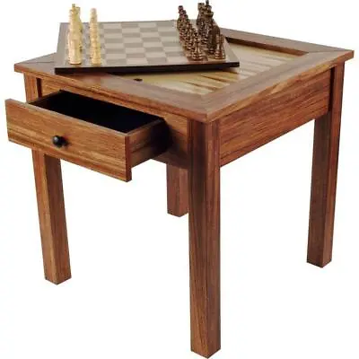 Trademark Table Top Game 19.38 Hx19 Wx19 L Solid Wood 3-in-1 Chess+BackgammonSet • $138.44