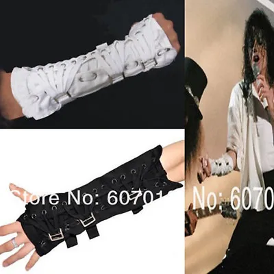 MJ BAD Jam Punk Armbrace Black White Bandage Sleeve Glove Prop • £26.42
