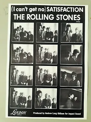 £4.50 • Buy Rolling Stones Promotional Poster - Satisfaction 1965 Reprinted Edition A3 Size