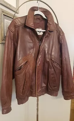 Vtg Saddlery Leather Bomber Coat Jacket USA Cooper Collections Sz 40 Grunge • $33.99