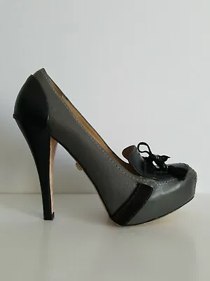 L.a.m.b. Gwen Stefani Iku Grey Black Platform Bow Tie Pumps 6 8 10 I Love Shoes • $129